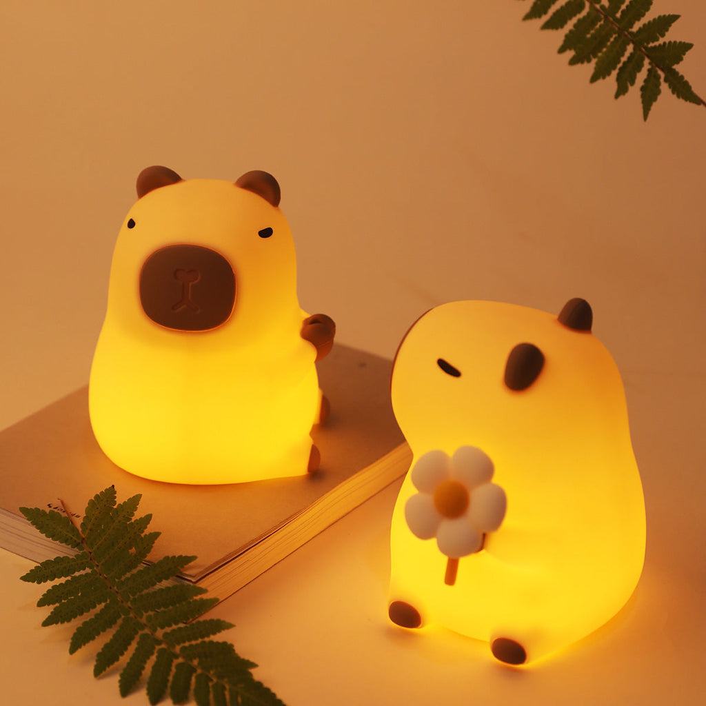 MeWaii® Flower Capybara Squishy Silicone Night Light - Perfect Gift for Kids and Girls