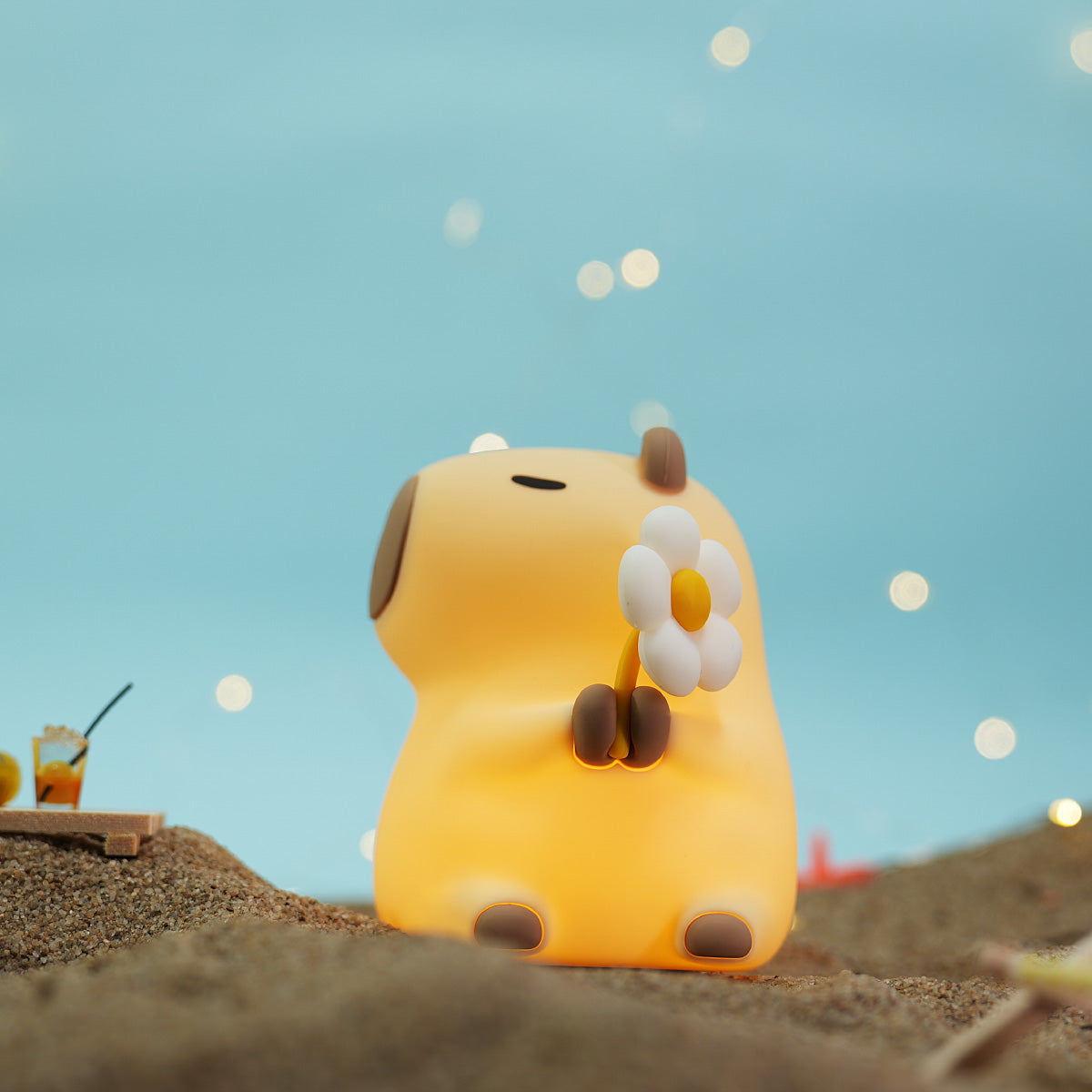 MeWaii® Flower Capybara Squishy Silicone Night Light - Perfect Gift for Kids and Girls