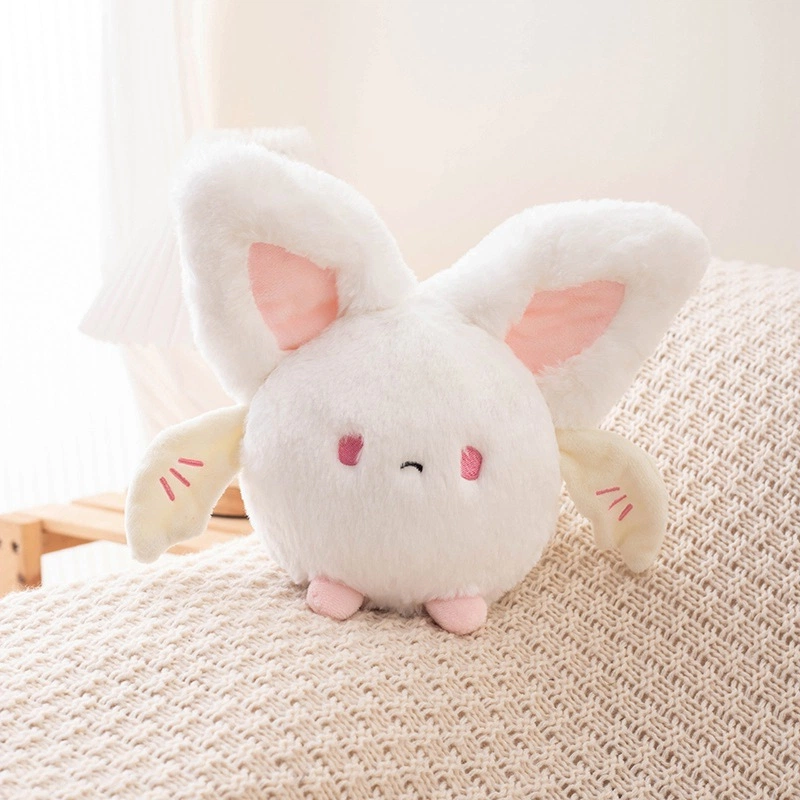 Cute Round Bat Plush Toy, Soft Fluffy Bat Stuffed Doll, White & Black Bat Plush Pillow, Halloween Decoration, Devil Bat Plush Cushion, Kids Birthday & Halloween Gift