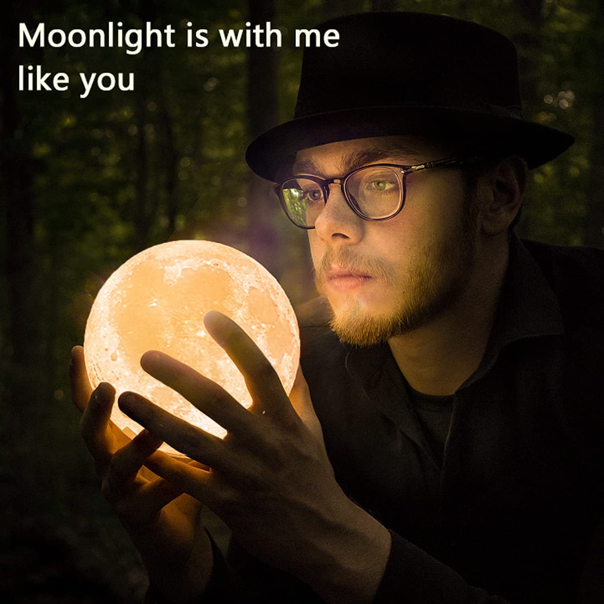 LED Night Light 3D Print Moon Lamp 8CM Battery Powered