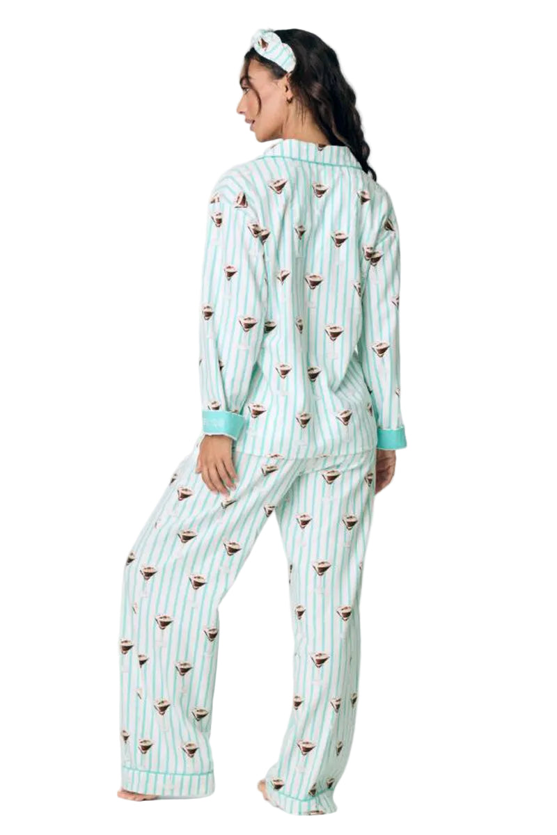 P. J.  Salvage Espresso Martini 3-Piece Flannel PJ Set in Pool Blue