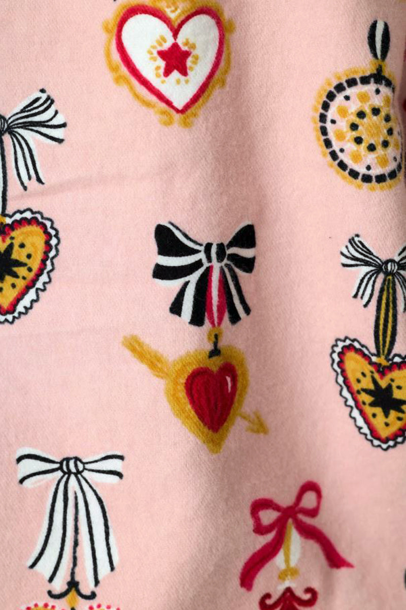 P. J. Salvage Love Lockets 3-Piece Flannel PJ Set in Iced Rose