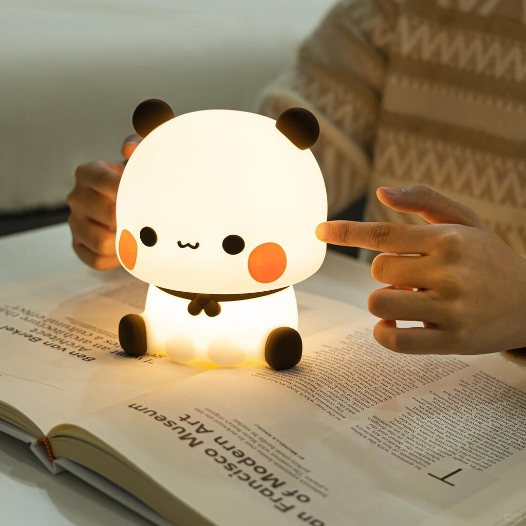 Bubu Panda Night Light – Soft Silicone Touch Lamp with Timer & USB Rechargeable